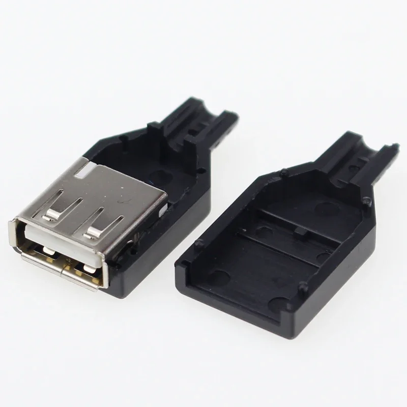 IMC hot New (5pcs Male+5pcs Female) USB 4 Pin Plug Socket Connector With Black Plastic Cover