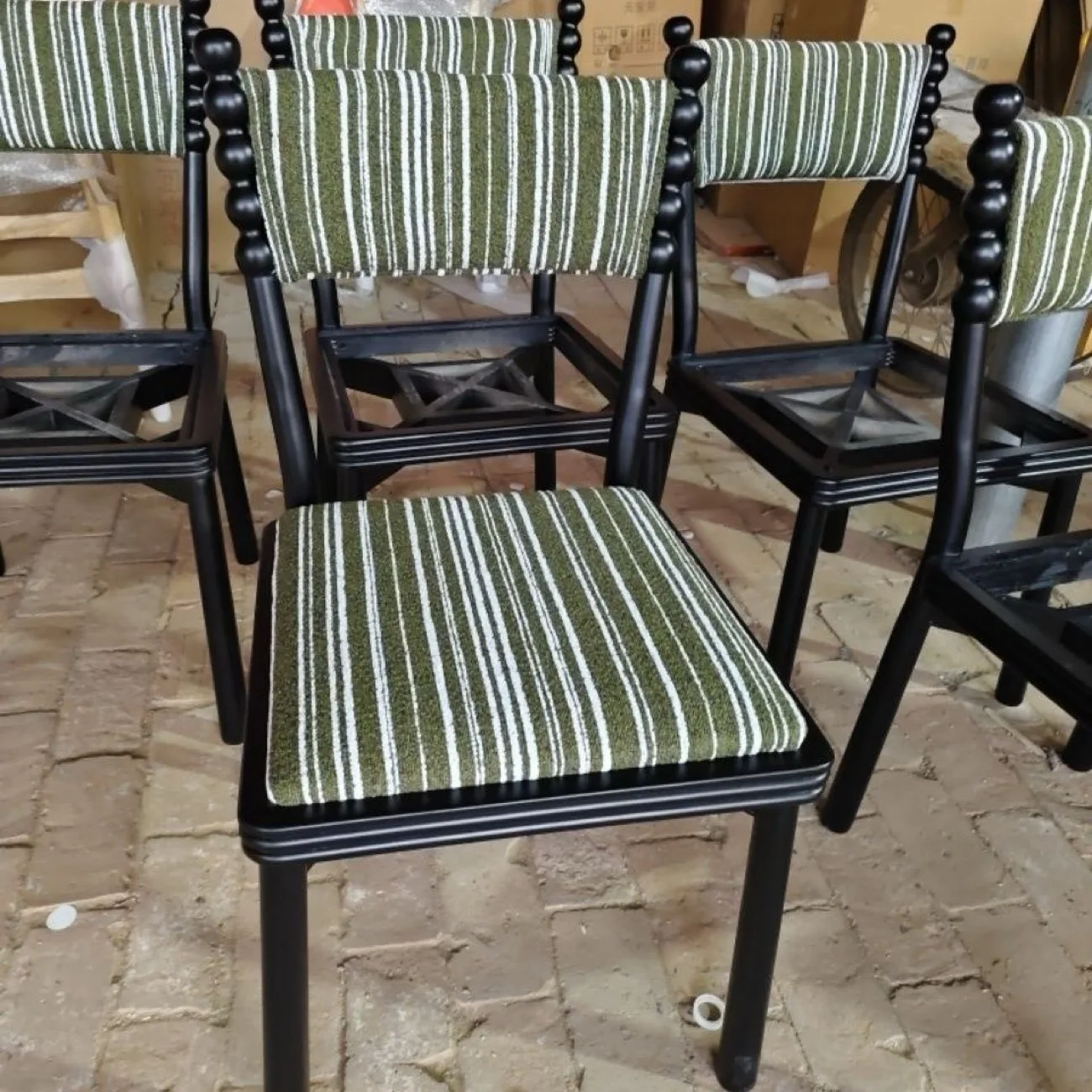 Solid wood dining chair household bedroom fabric dressing chair living room backrest