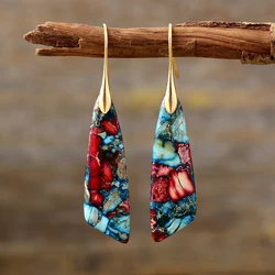 Bohemian Emperor Stone Geometric Pendant Earrings for Women European and American Natural Stone Jewelry Personalized Earrings