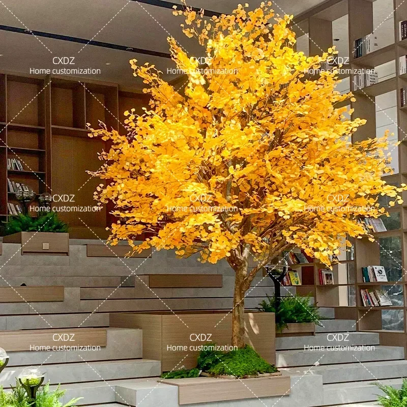 High-end simulation ginkgo tree indoor and outdoor ginkgo tree decorative landscaping large-scale simulation green plant