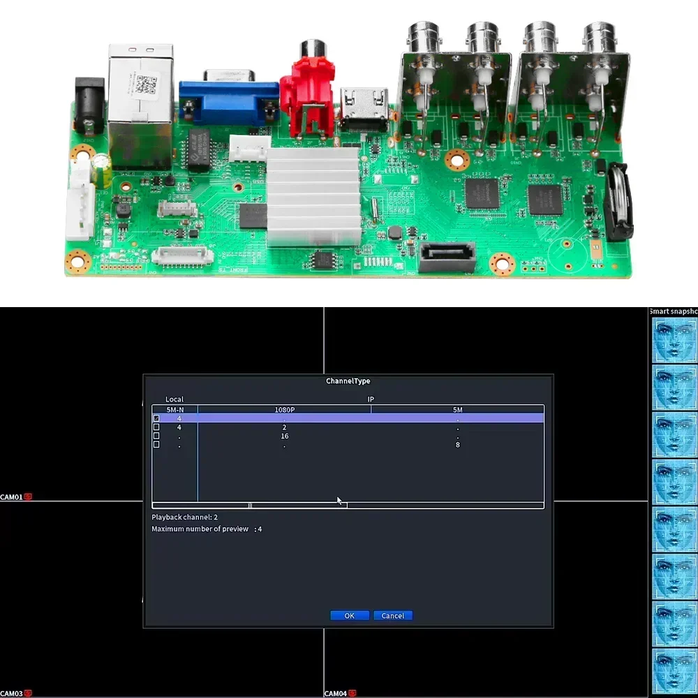6 in 1 CCTV Mini DVR TVI CVI AHD CVBS IP Camera Digital Video Recorder 4CH 8CH AHD DVR NVR CCTV System Support 5MP/2MP