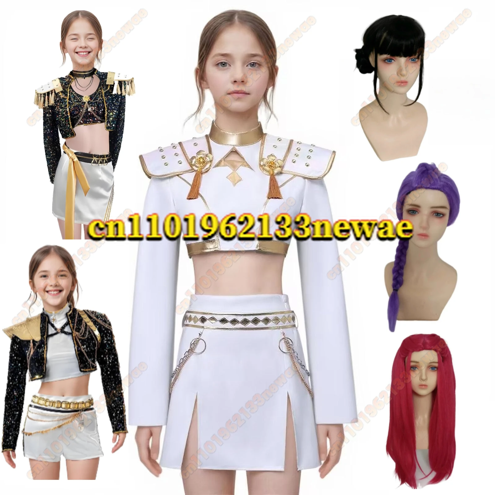 

kids cos Demon Hunters Cosplay Costumes for Girls Zoey Mira Rumi Fantasy Roleplay Outfits Kpop Halloween Carnival Party Suits