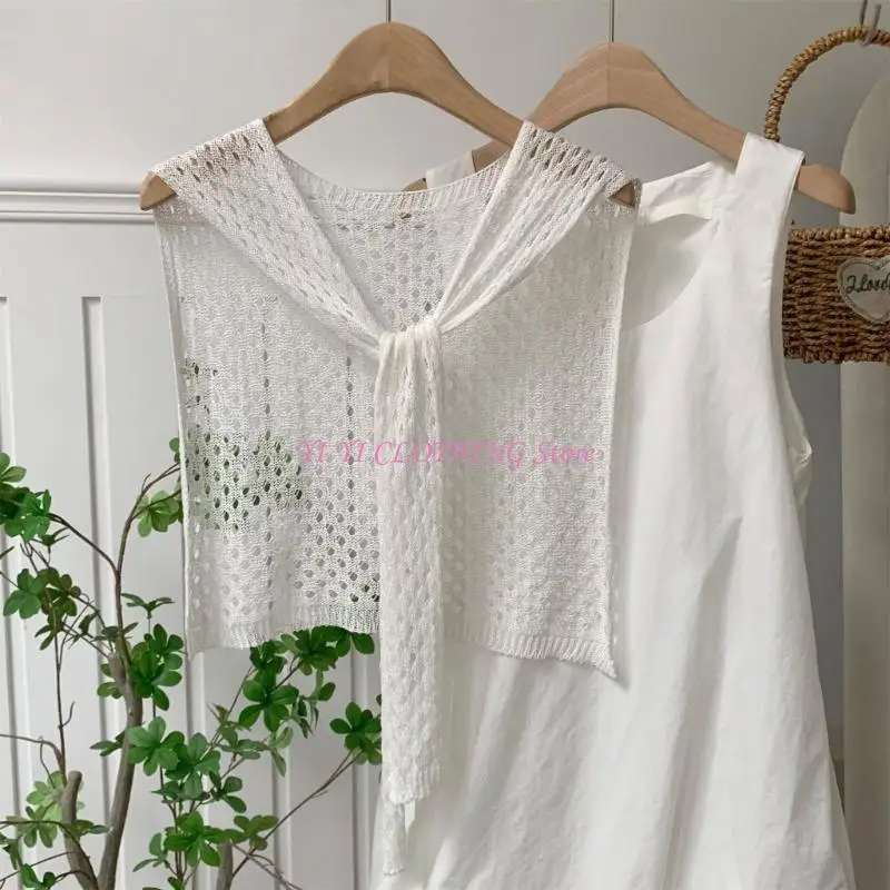 

N5KF Casual Openwork Knit Summer Shawl Wrap Easy Wear Decorative Shawl Cover Up For Indoor Air Conditioned Room Outdoor Event