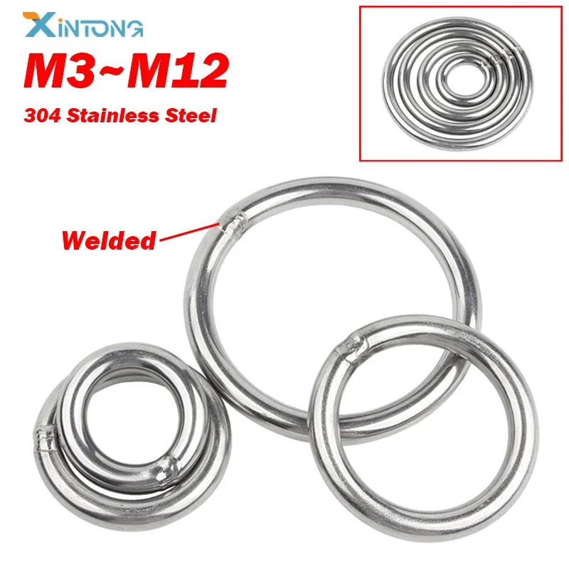 O-ring ze stali nierdzewnej 304 OD 15/20/25/30/40/50/60/79/80/90/100/120/130/140/150mm 3mm-12mm Grubość taśmowania Spawane okrągłe pierścienie