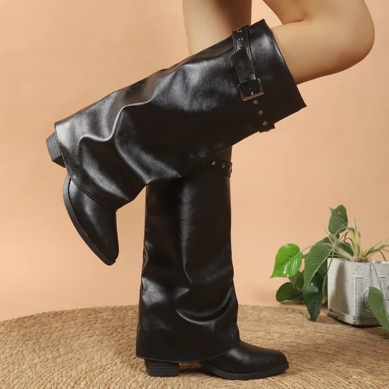 Pant-leg Boots, High-heeled, Women's, Full-length, Pointed Toe