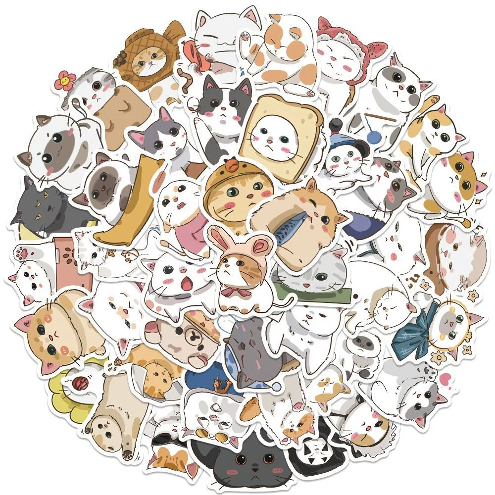 10/30/50 Stück Kawaii Cartoon-Katzen-Aufkleber Lustige Graffiti-Sticker Wasserfest DIY Wasserflasche Handy Koffer Niedliche Kätzchen-Aufkleber Spielzeug