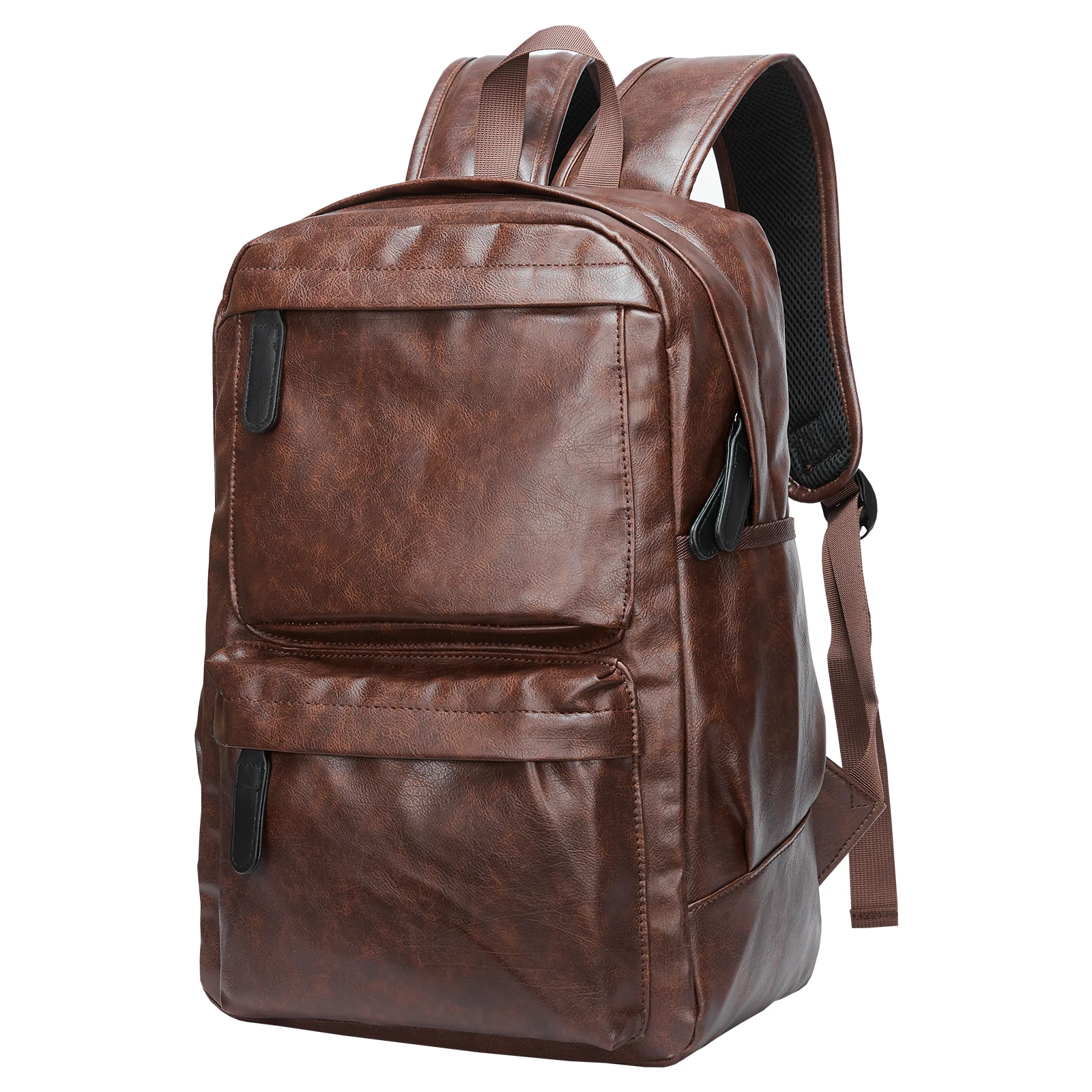 

MATE ELAN Brown Leather Backpack for Men, Business Backpack Fits 15.6 inch Laptop, Travel Rucksack Multi Functional Daypack