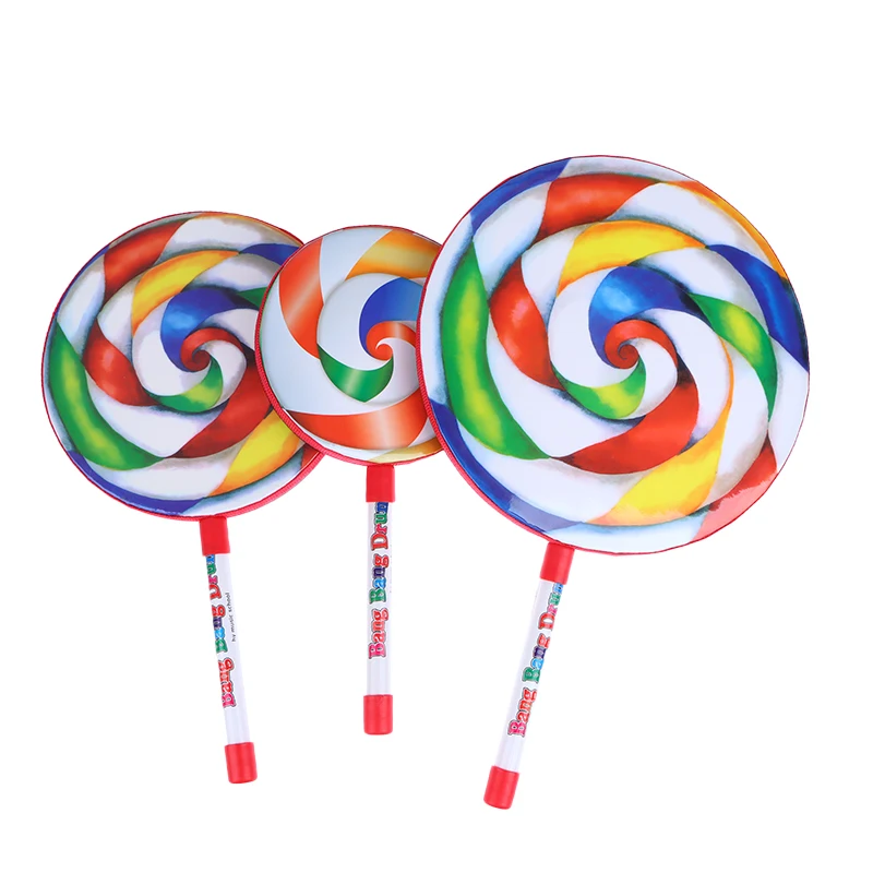 Lollipop Hand Drum 6 Inch / 8 Inch / 10 Inch Percussion Instruments Colorful Dance Props Infant Musical Toys Teaching Aids