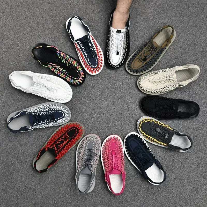 

2026 Plus Size Breathable Woven Sandals Unisex Fashion Casual Beach Korean Style Versatile Couple Daily Outdoor Footwear