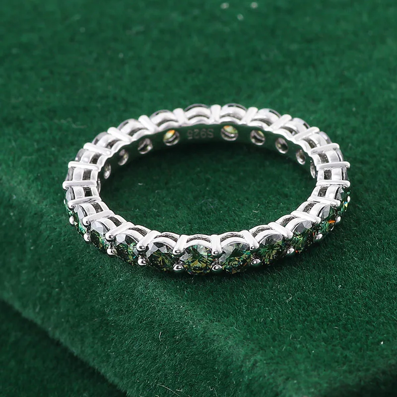 Provence 10K/14K/18K Moissanite Wedding Band for Women Round Cut Full Eternity Rings Blue Grenn Luxury Fine Jewelry Custom Rings