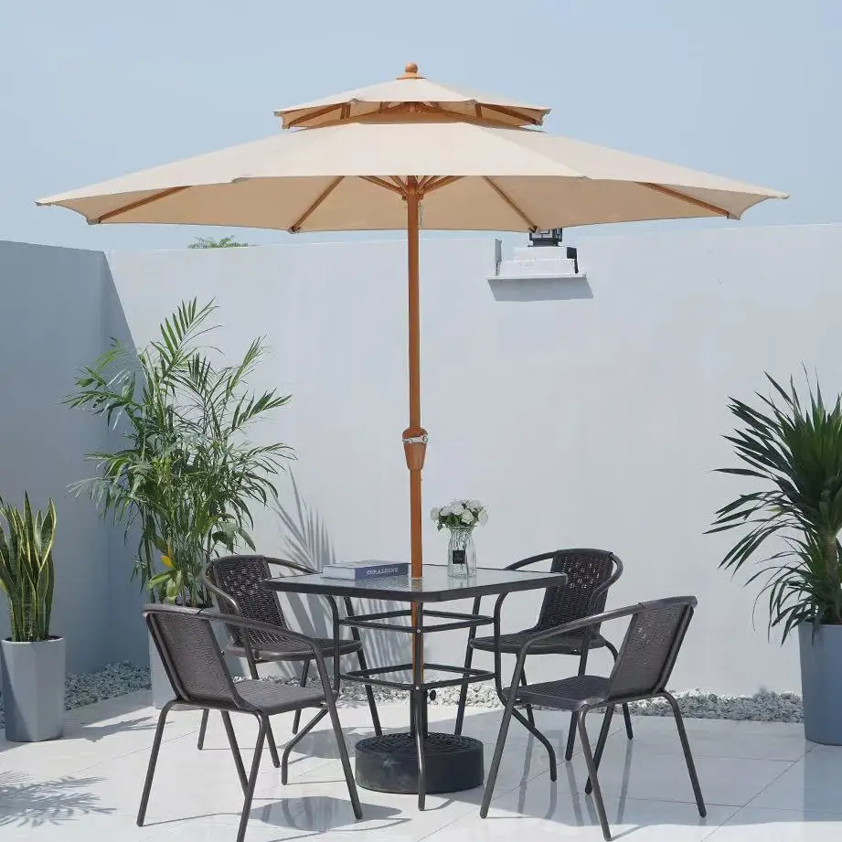 #Modern Large Outdoor Open-Air Garden Metal Middle Column Courtyard Umbrella For Patio Hotel & Park