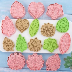 8pcs/set Tropical Leaf Cookie Cutters Plant Hawaiian Palm Leaf Biscuit Mold Cookie Stamps Baking Mold DIY Kitchen Baking Tools