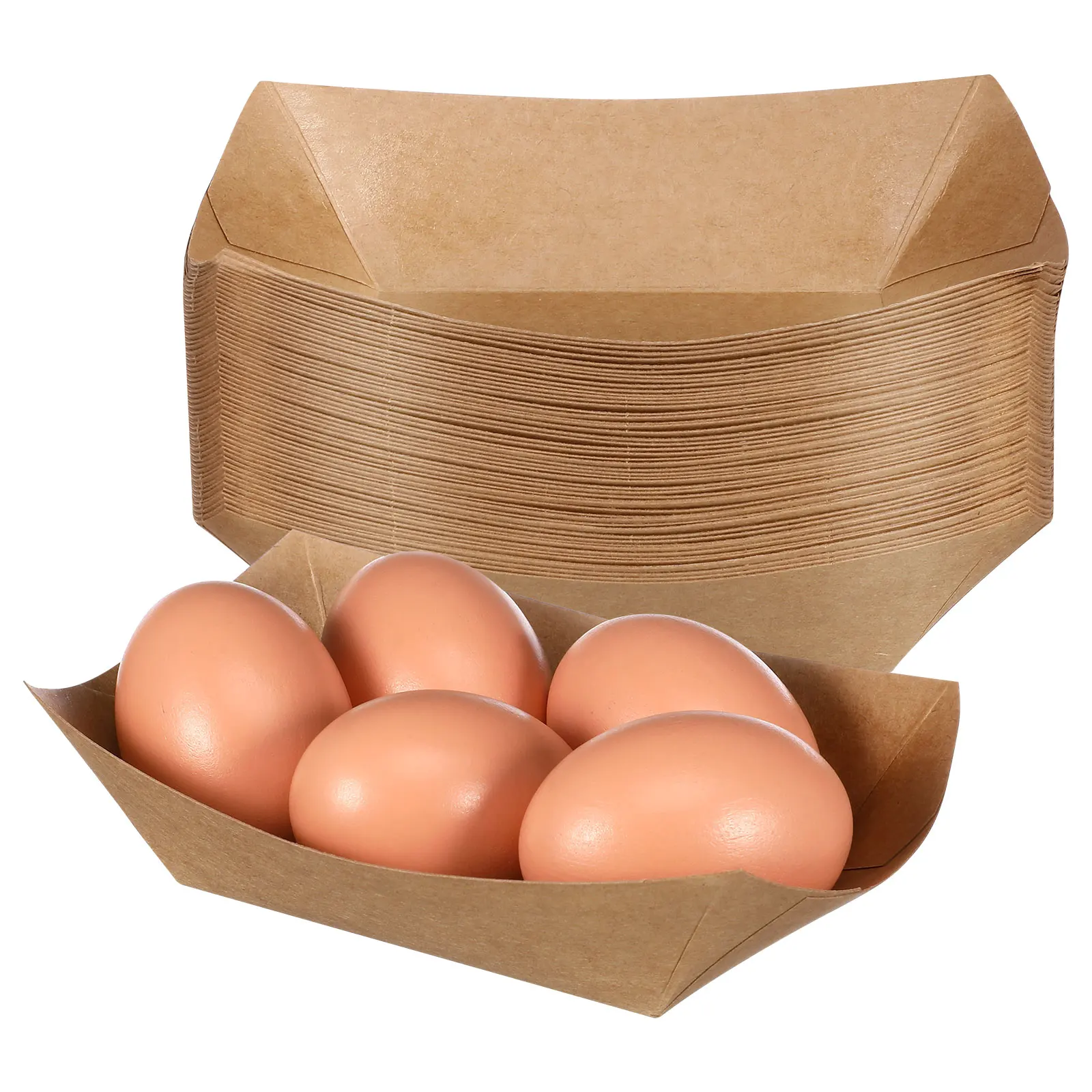 

50 Pcs Disposable Kraft Paper Trays Food Snack Bowls French Fries Serving Leak Resistant Bulk Party Containers