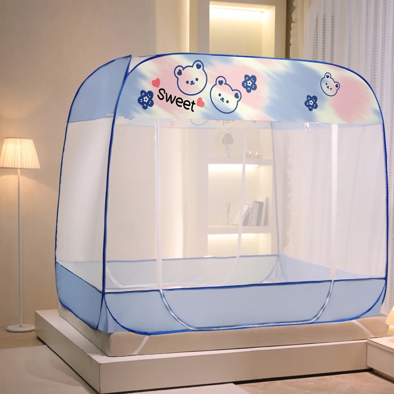 

No-Base Mongolian Tent Mosquito Net No-Installation Home Use Circular Base .5x.9m Bed Child Anti-Fall Summer 2023 New Model