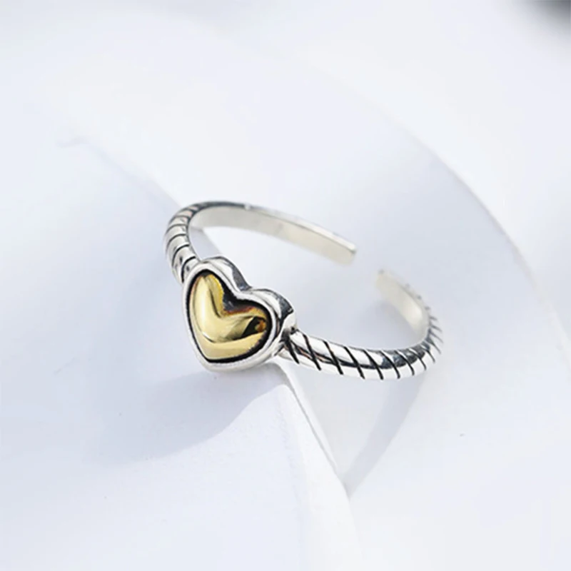 925 Sterling Silver Gold Heart Engagement Rings For Women Wedding Luxury Fine Jewelry Gift Female  Offers