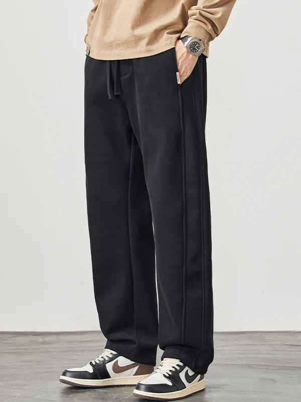 

Kazuki Kuraii Men's Casual Trousers Fce Lined Loose Straight Leg Faionable Spor Long Pants Cotton Polyester Blend