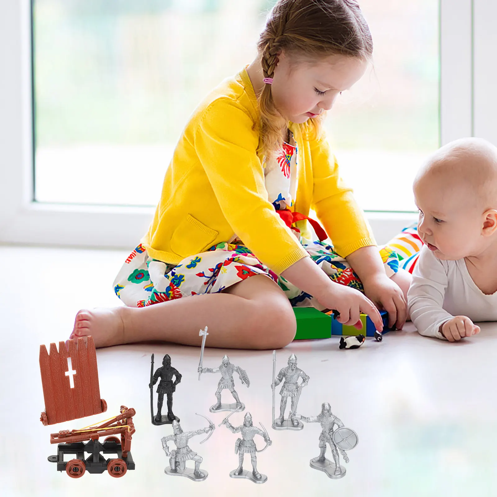 

1Set Premium PVC Castle Playset for Kids Realistic Ancient Battle Simulation with Miniature Soldiers Army Men Figures Home