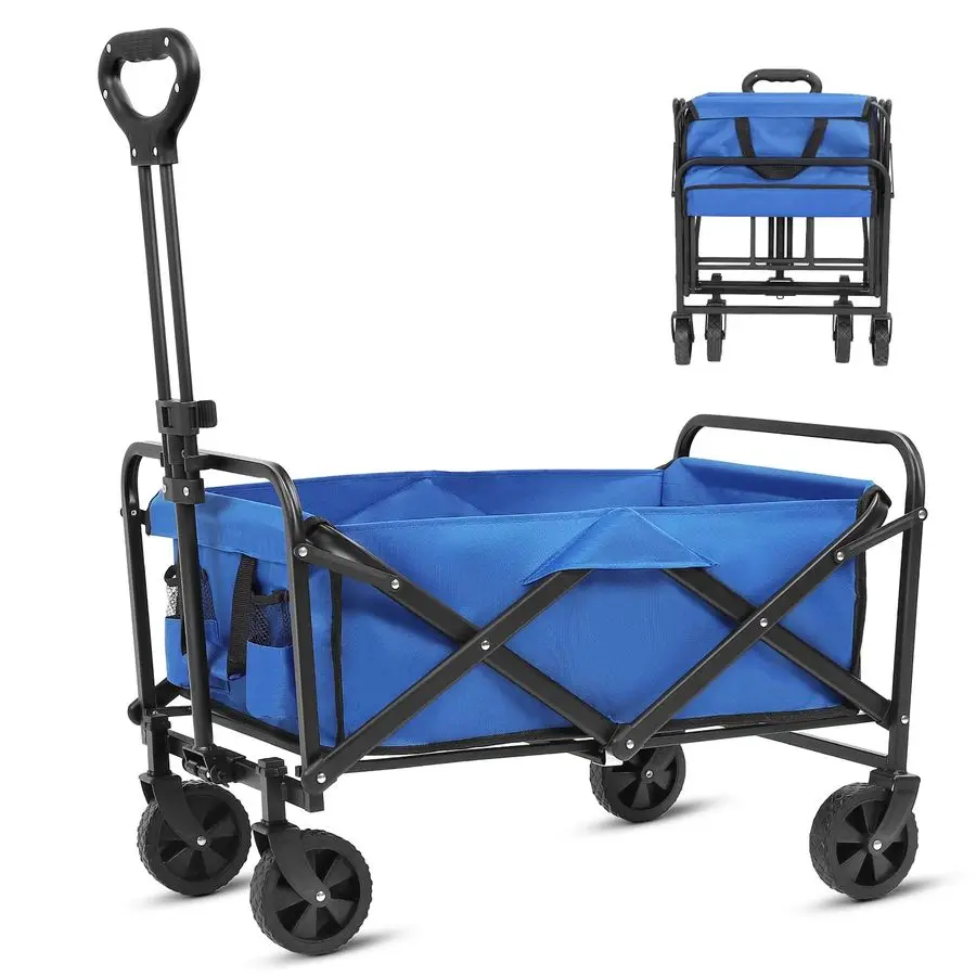 

Beach Wagon with Big Wheels for Sand,Collapsible Folding All Terrain Utility Wagons Carts Foldable with Brakes for Sand Camping