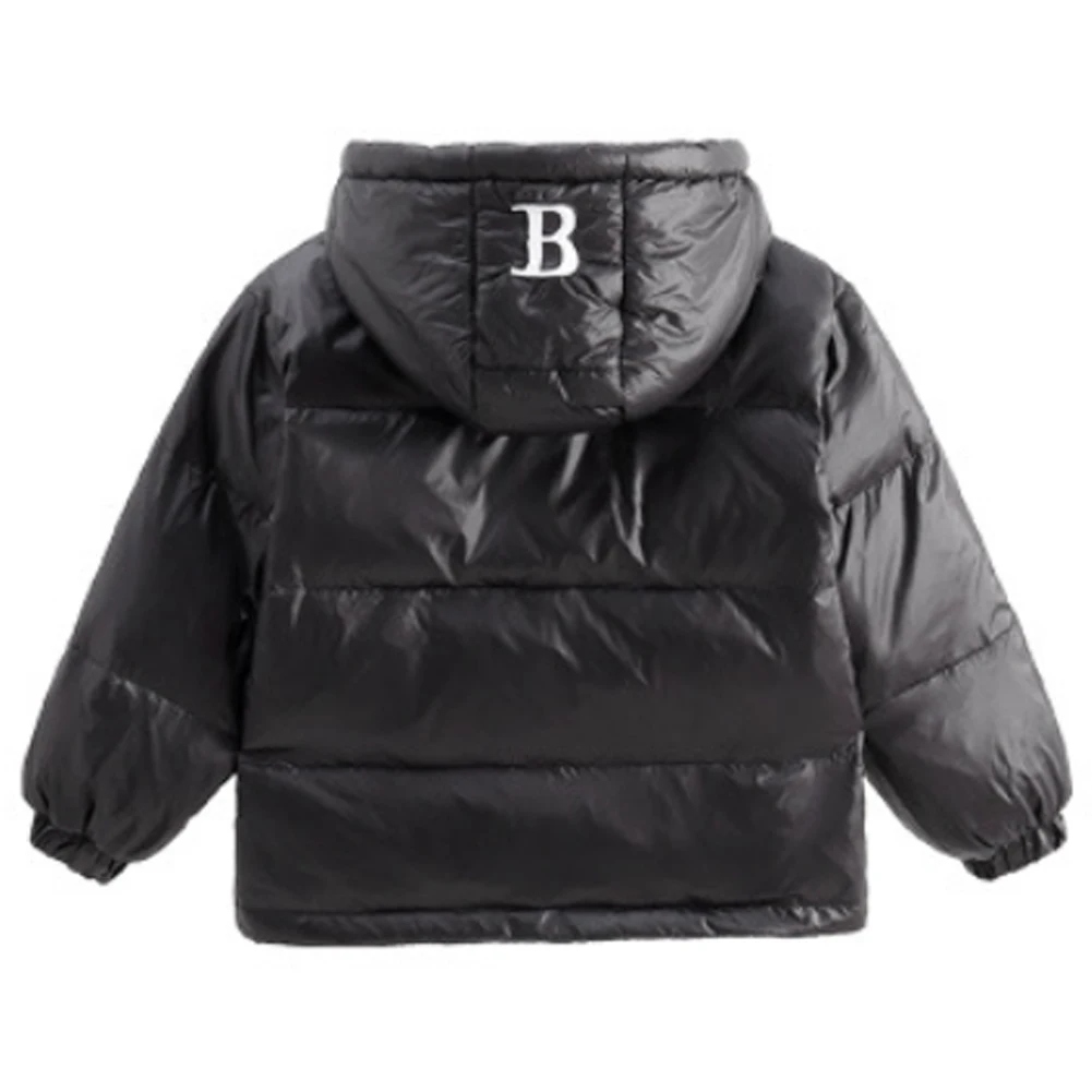 Kids Winter Down Jacket,Lightweight Warm Hooded Boys Puffer Coat,Letter Children's Outerwear,Windproof Drawstring Girls Snowsuit