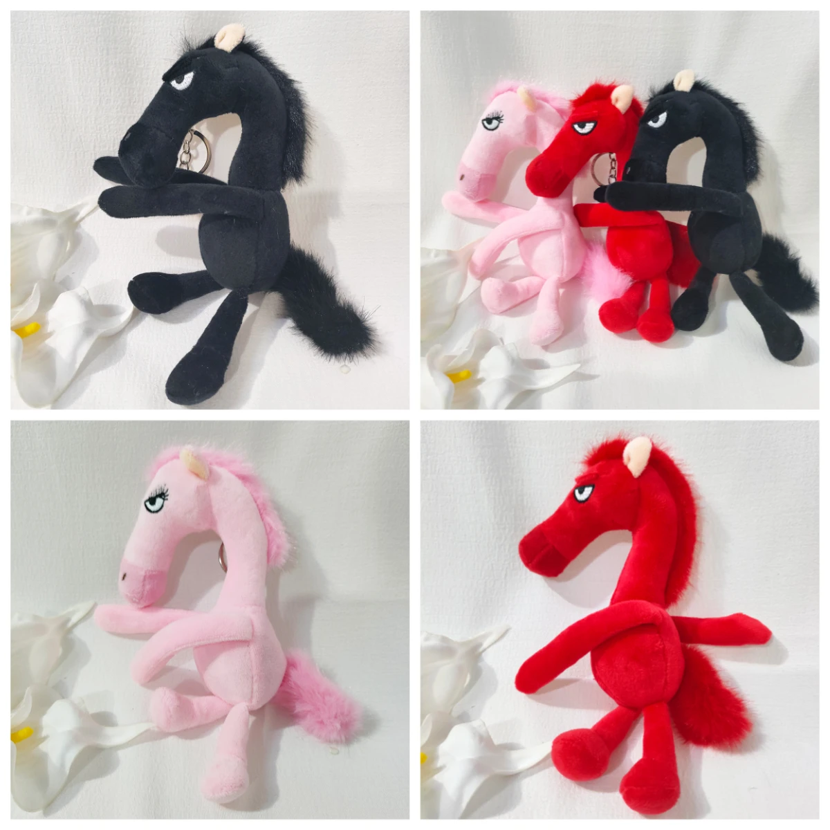 Mascotte de cheval porte-bonheur du nouvel an 2026, peluche de cheval noir haut de gamme de Style froid, ornement suspendu de sac tendance et cadeau du nouvel an