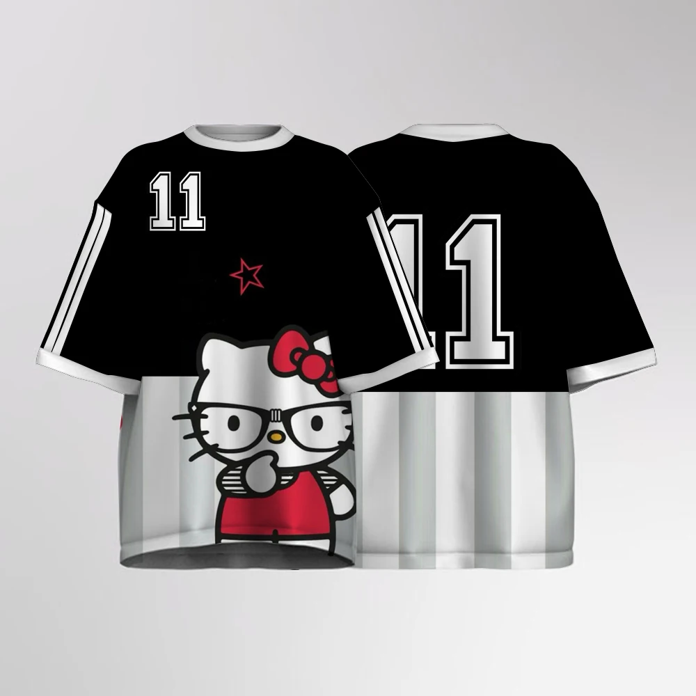 

Женская футбольная рубашка с принтом Hello Kitty, аргентинская рубашка, футболка футбольной команды, одежда для дневного матча, повседневный топ