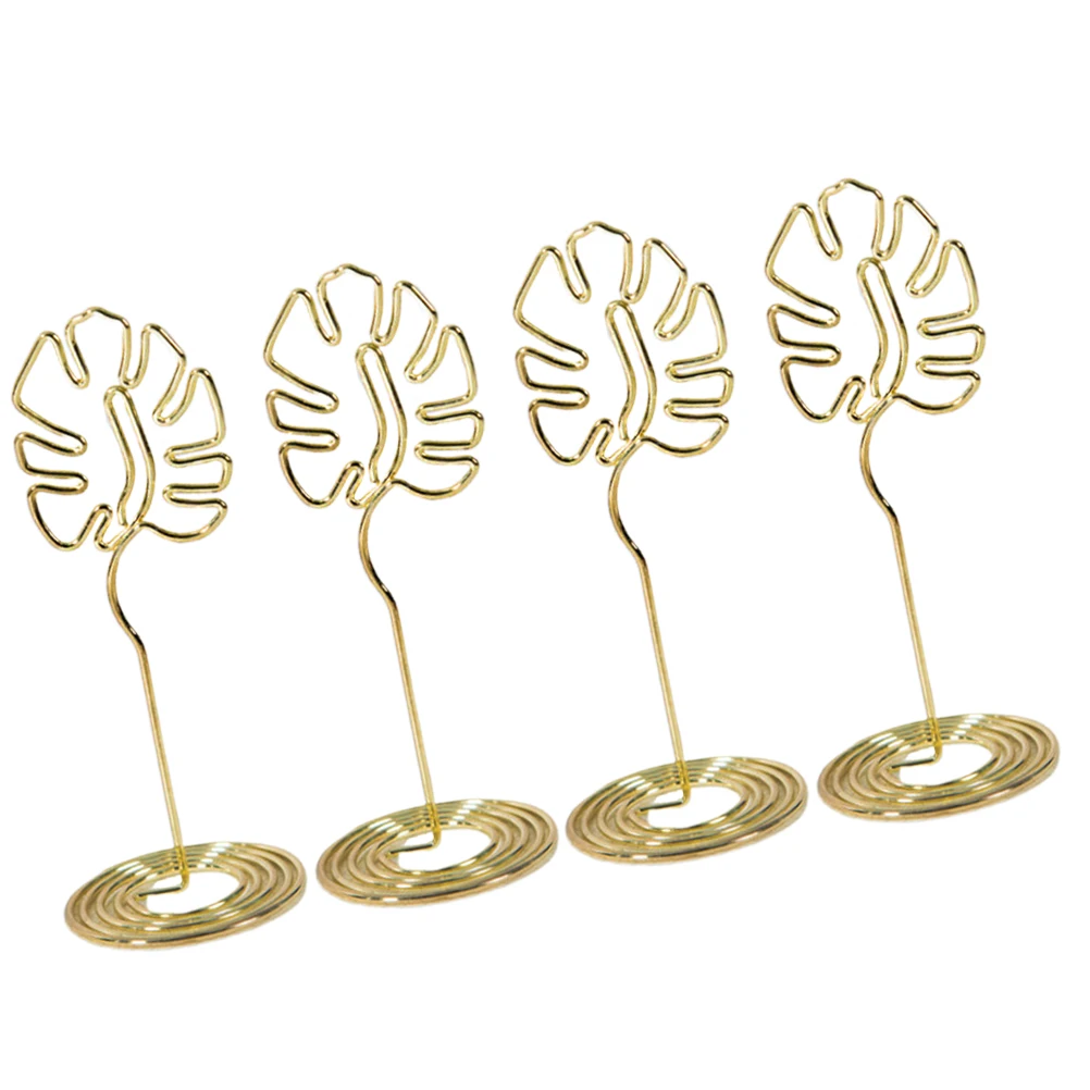 

4Pcs Turtle Leaf Card Holder Elegant Desktop Decoration Sturdy Table Number Memo Paper Clip For Party Supplies