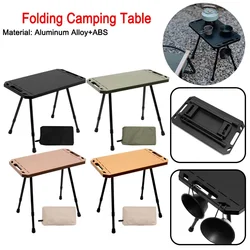 Mini Camping Table Ultralight Portable Aluminum Alloy Outdoor Table Roll-Up Folding Table Adjustable Height for Picnic BBQ