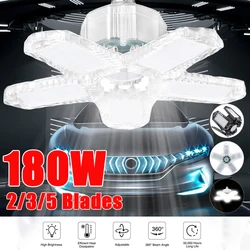 30/45/180W LED Garage Light E26/E27 Deformable Ceiling Light Warehouse Lighting Bulb with 5 Adjustable Panel Industrial LED Lamp