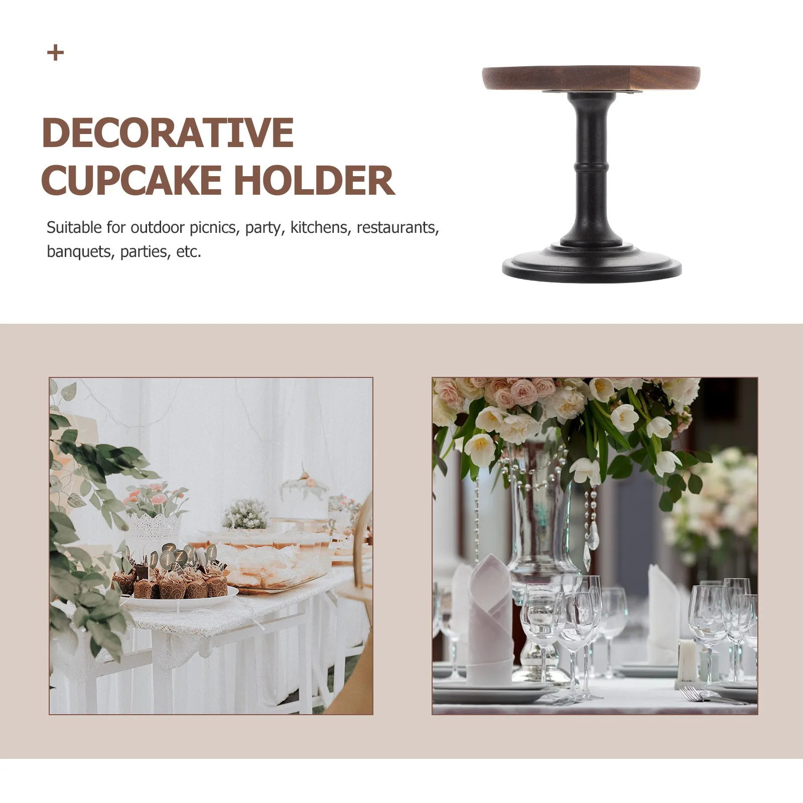 High Base Wooden Cake Stand Elegant Dessert Display Tray for Parties Banquets Restaurants Home Kitchens Fruit Cake Serving Plate - view 6