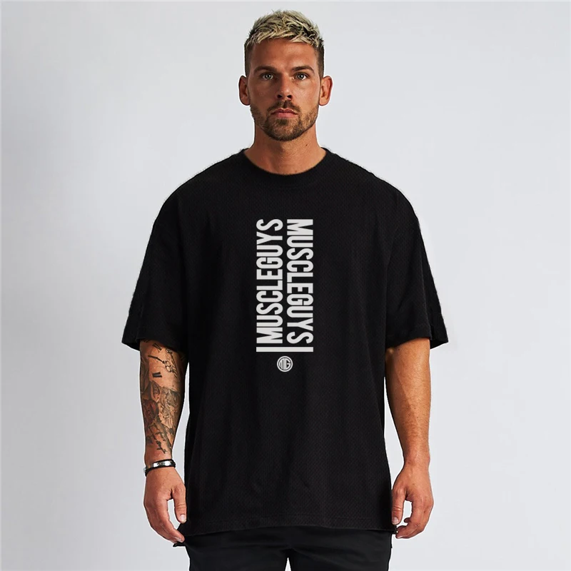 Gym Fitness Workout Sport Short Sleeves Oversized Loose Tops Summer Mesh Breathable Quick Dry Cool Short Sleeves Men's T-shirt image 5