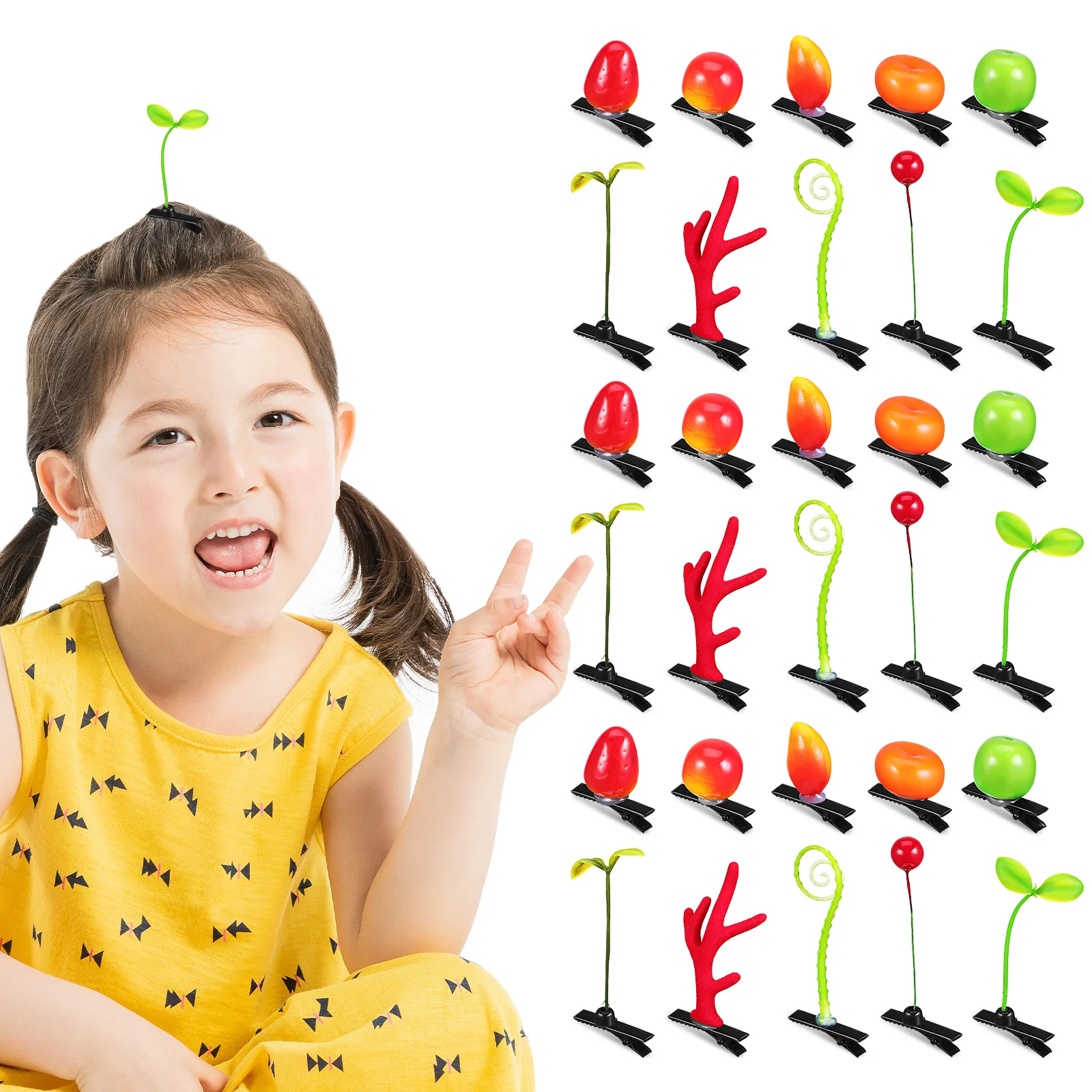 100 Pcs Grass Bean Sprout Hairpin For Thin Clips Women Bulk Rave Accessories Festival Funny Plant Hairpins