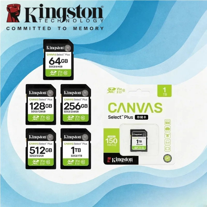 Kingston SDS2 Flash Memory Card Canvas Select Plus SD Card C10 32GB-256GB 100MB/s Quick Read Storage Card For Digital Camera
