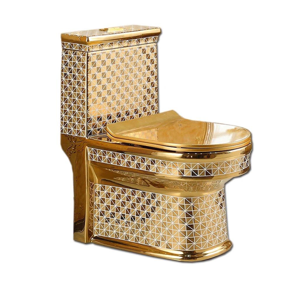 Hot Selling Luxury Design Ceramic modern Plating Gold Color Bathroom QY-907PTB