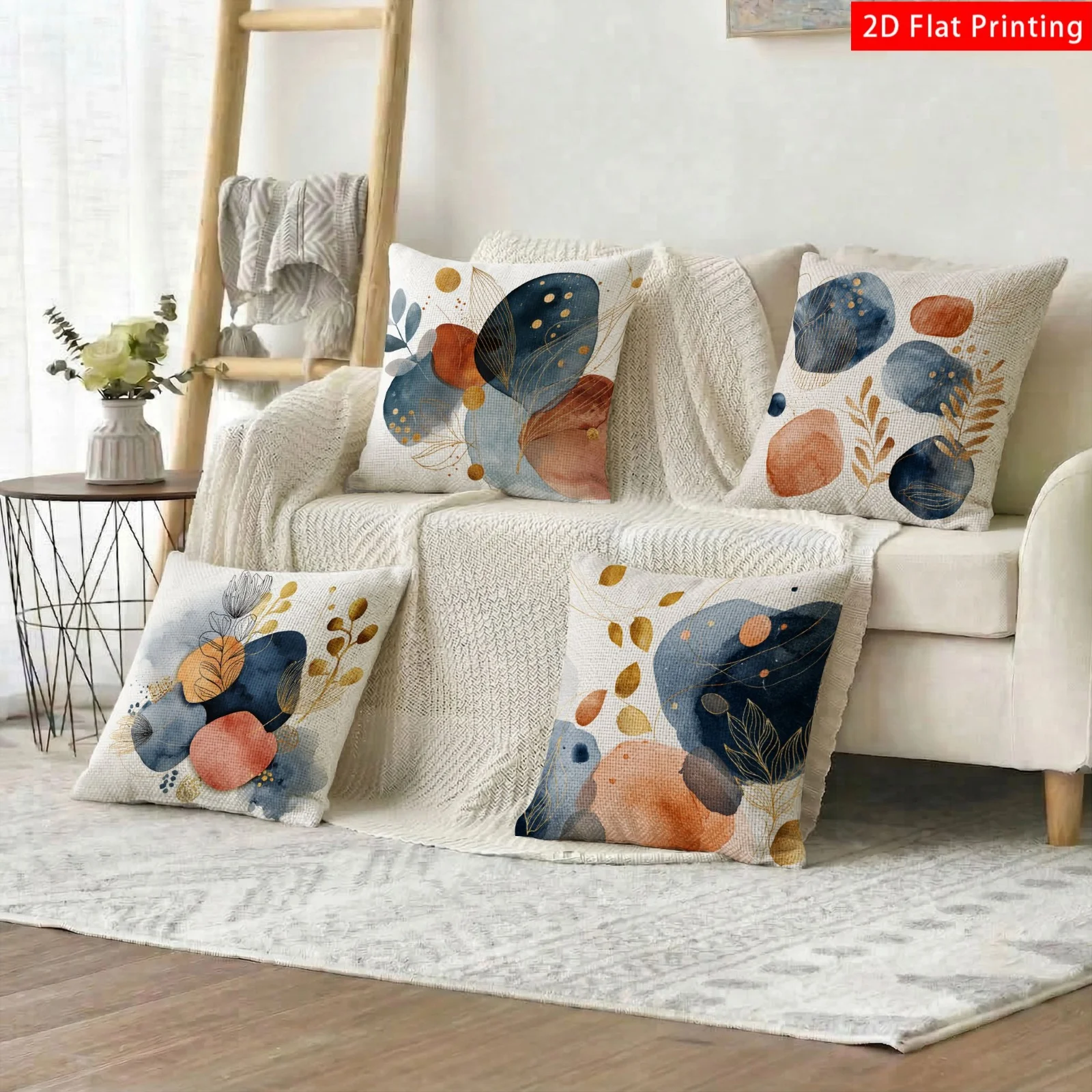1/4pcs Abstract Floral Watercolor Art Design Printed Linen Throw Pillow Covers, Home Decor for Bedroom, No Pillow Insert,