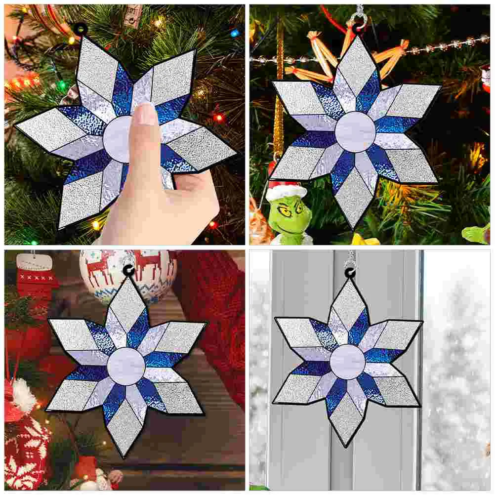 Christmas Window Porch Home Decoration Acrylic Double Sided Tree Pendant Xmas Decorations Ornaments Snowflake Clearance