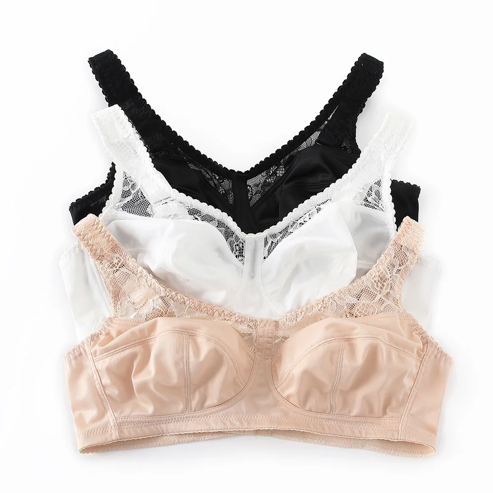 Sujetador de talla grande sin aros para mujer, Bralette blanco, cómodo, diario, Floral, cobertura completa delgada, talla grande, B, C, D, E, F, G,