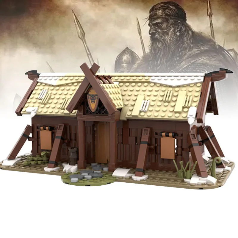 

MOC Medieval Military Viking Longhouse Building Blocks Wild Tribe Soldier Guard Tower Warrior Wooden House Tent Bricks Toys Gift