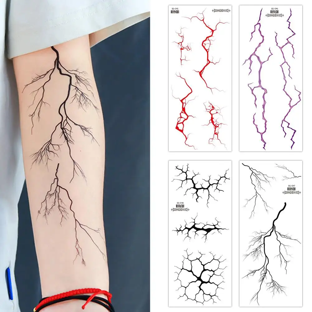 

1pc Vascular Tattoo Sticker Temporary Tattoo Stickers For Hand Arm Back Disposable Body Stickers Wild Grass Leaves Fake Tat F5L9