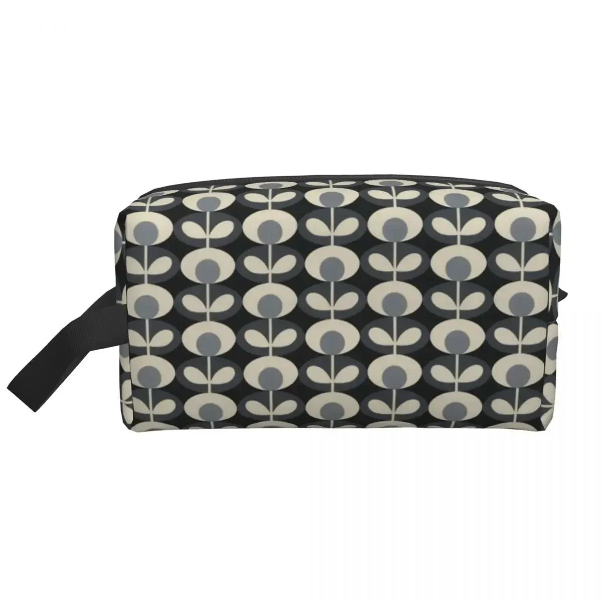 Custom Orla Kiely Prints Ovalflower Grey Travel Cosmetic Bag for Women Makeup Toiletry Organizer Lady Beauty Storage Dopp Kit