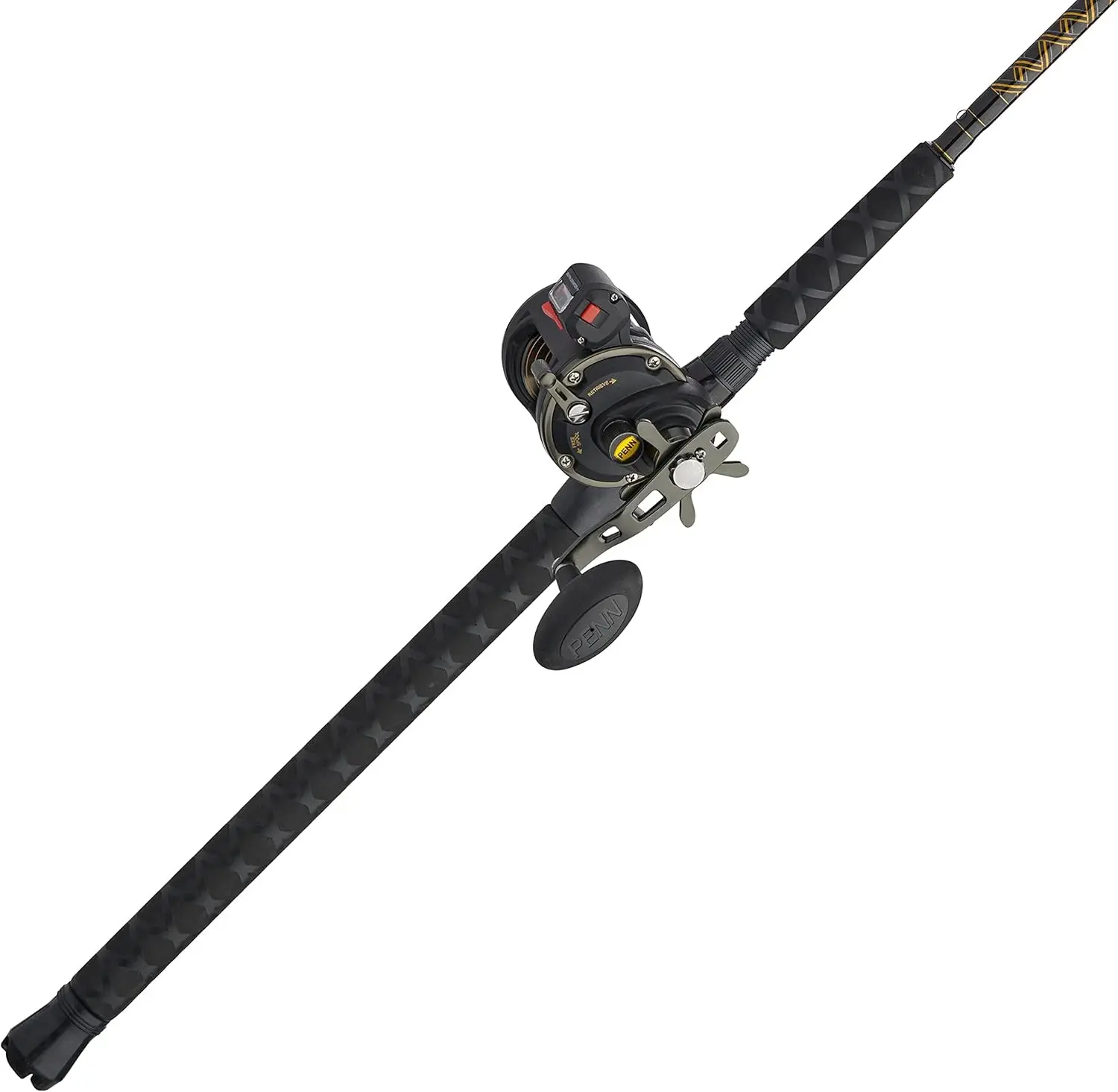 Squall II Level Wind Conventional Reel and Fishing Rod Combo, Black/Gold