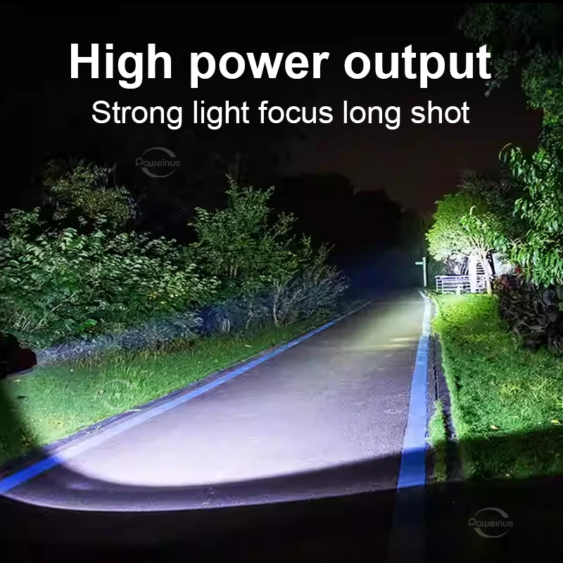 LED Rechargeable Strong Light Flashlights Outdoor Super Bright Portable Lamp Built-in Battery High Power Spotlight with COB Lamp