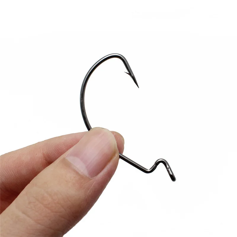 50Pcs Box Fishing Hooks Set Jig Crank Barbed Hook High Carbon Stainless Steel Wide Gap Offset Fishhook Soft Worm Sea Hook Tackle image 4