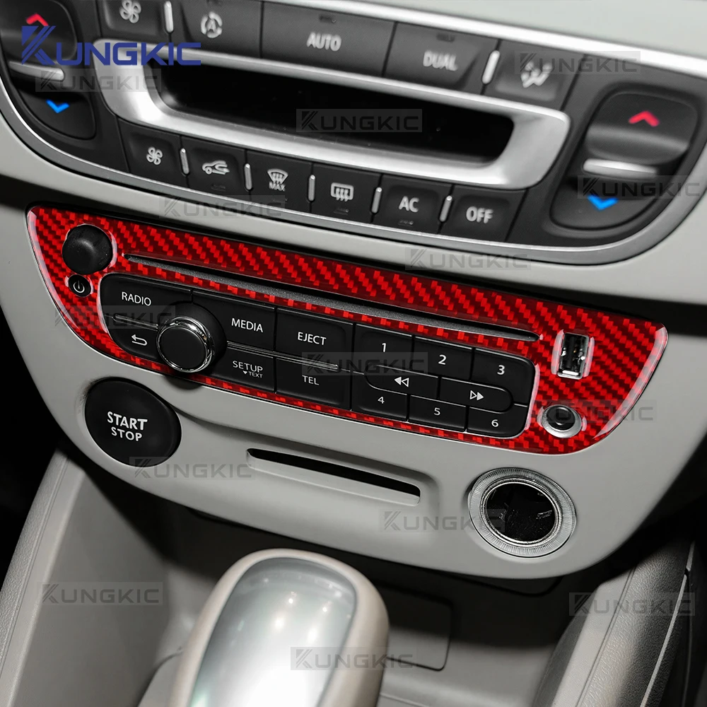 

For Renault Fluence Megane RS 2009 2010 2011 2012 2013 2014 Real Soft Carbon Fiber Sticker LHD Central Control CD Inner Frame