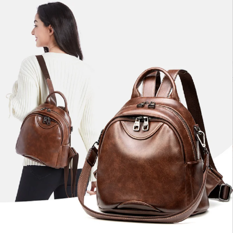 

Женские винтажные рюкзаки из натуральной мягкой кожи 2026 года, высококачественные повседневные дорожные сумки через плечо, сумки-тоут, женские кроссбоди-рюкзаки