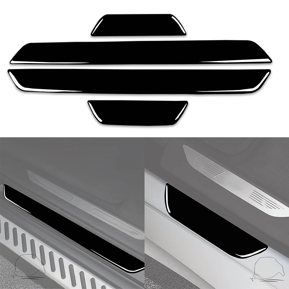 Door Sill Protector Decorative Cover Trim Decal for BMW X5 X6 Series E70 E71 2008-2014 Car Interior Accessories ABS Black