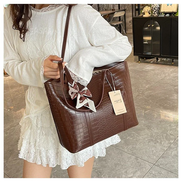 

Newsimple and Fashionable European and American Style Foreign Trade Handbag Crocodile Pattern Shoulder Bag Bag Underarm Tote Bag
