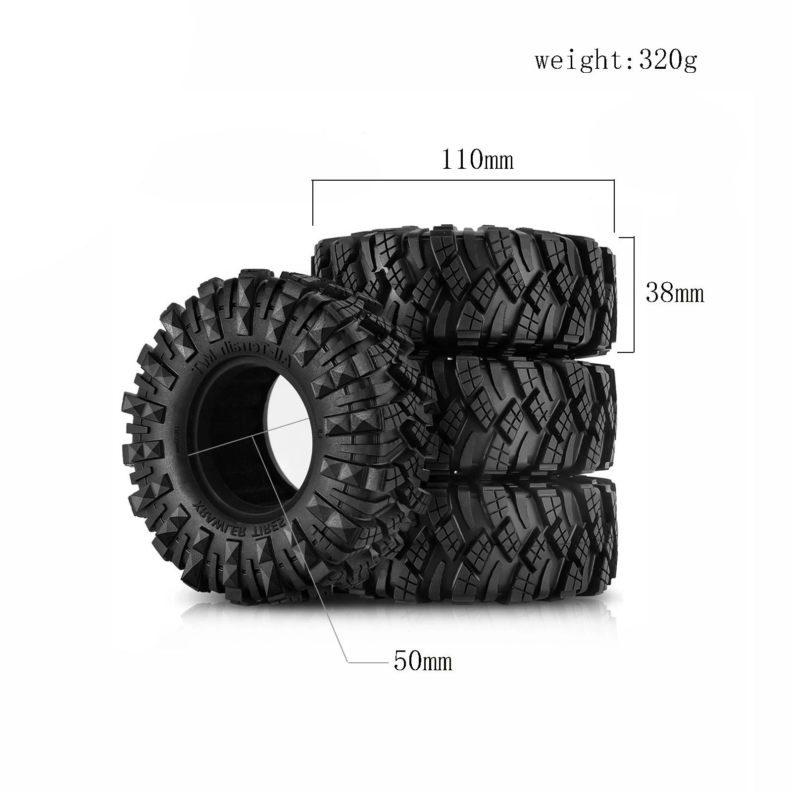 2Pcs Masonry Tires110*38MM Mud Terrain 1.9