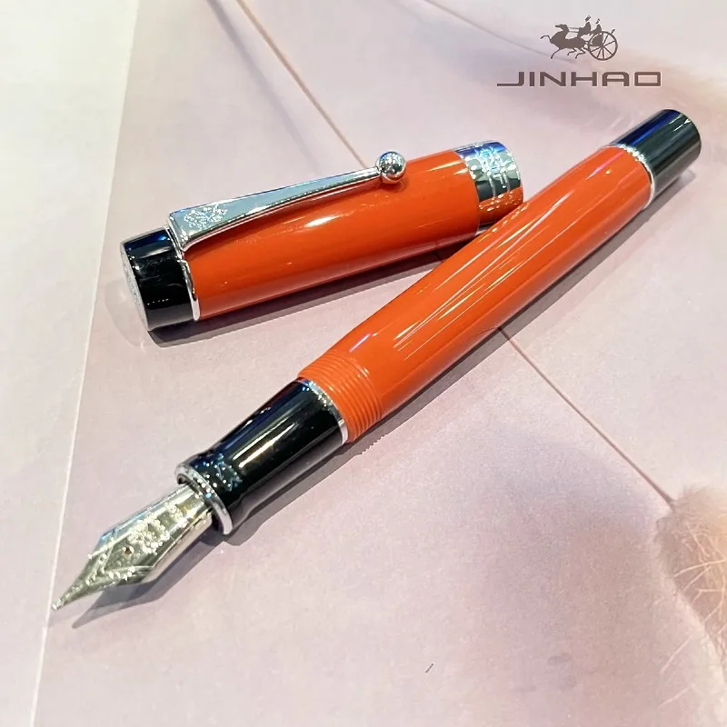 Jinhao 100 Acryl-Füllfederhalter aus Metall mit silbernem Kugelclip, klassischer, glatter Executive-Signaturstift, perfekt für die Sammlung – Detail 11