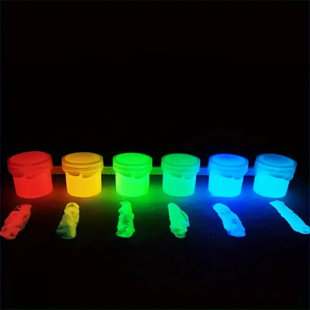 6-Color Powder Phosphor Lacquer DIY Pigment,Glow Phosphor Powder Super Luminescent Pigment Halloween Creative Luminous  Paint