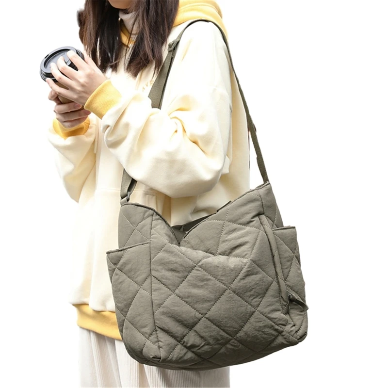 Bag Quilted Handbag Shoulder Bag for Girl Women Versatile Bag Puffer Bag Crossbody Bag Solid Color Tote Bag image 5